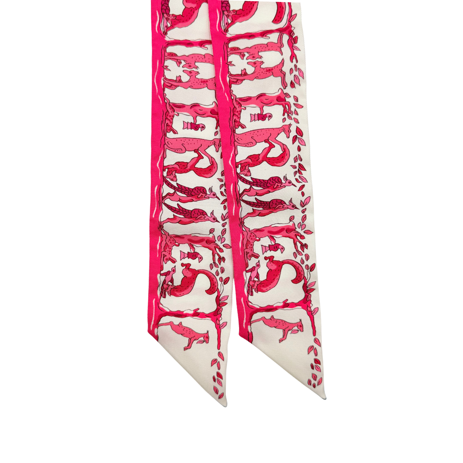 Red and White Silk Alphabet Twilly Scarf