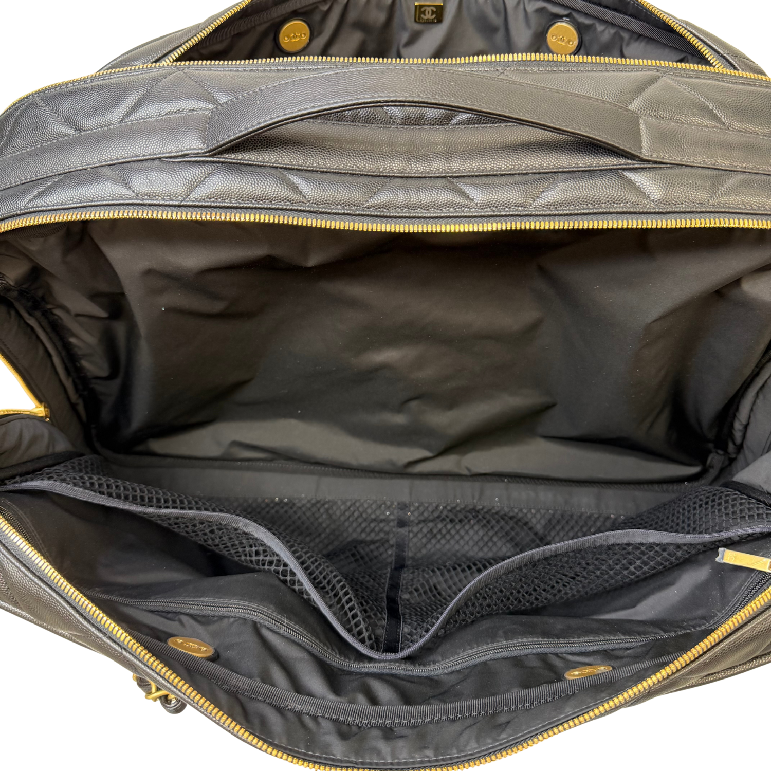 Chanel Limited Collection Large Caviar Quilted Leather Travel Bowling Bag Black