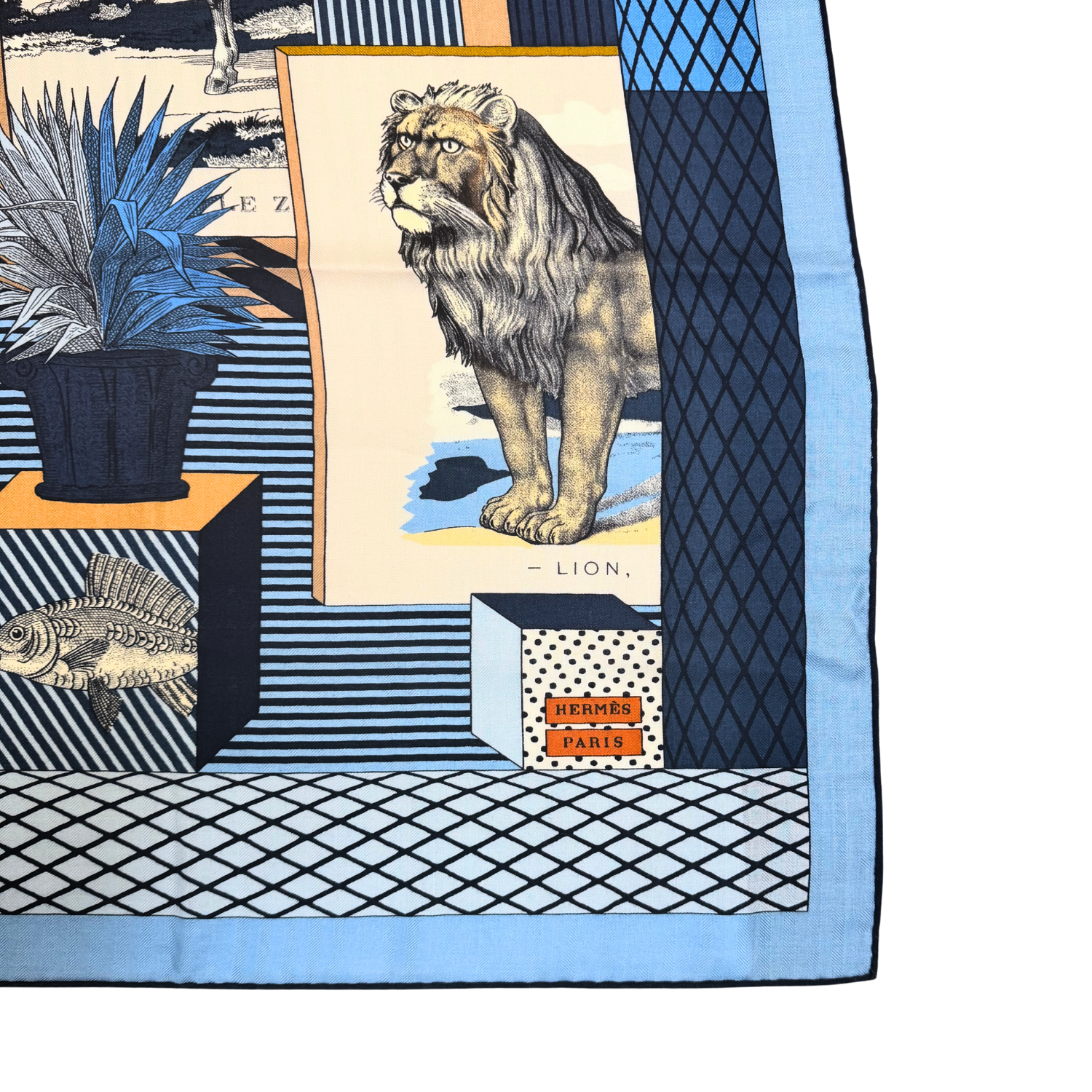 Hermès Cashmere Silk Grand Theatre Nouveau Shawl 140 Naturel Gold Multicolor