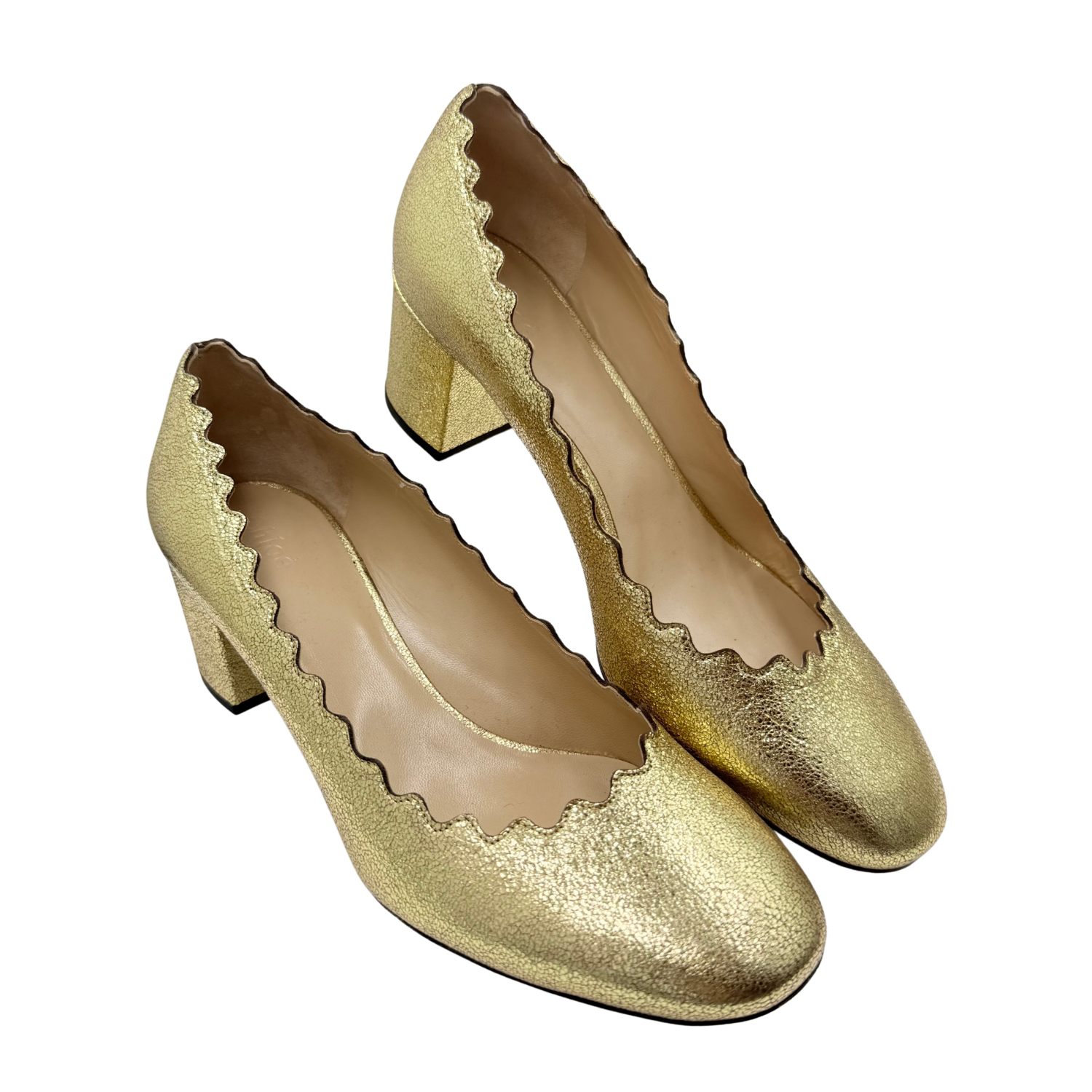 Chloé Leather Scalloped Accent Pumps