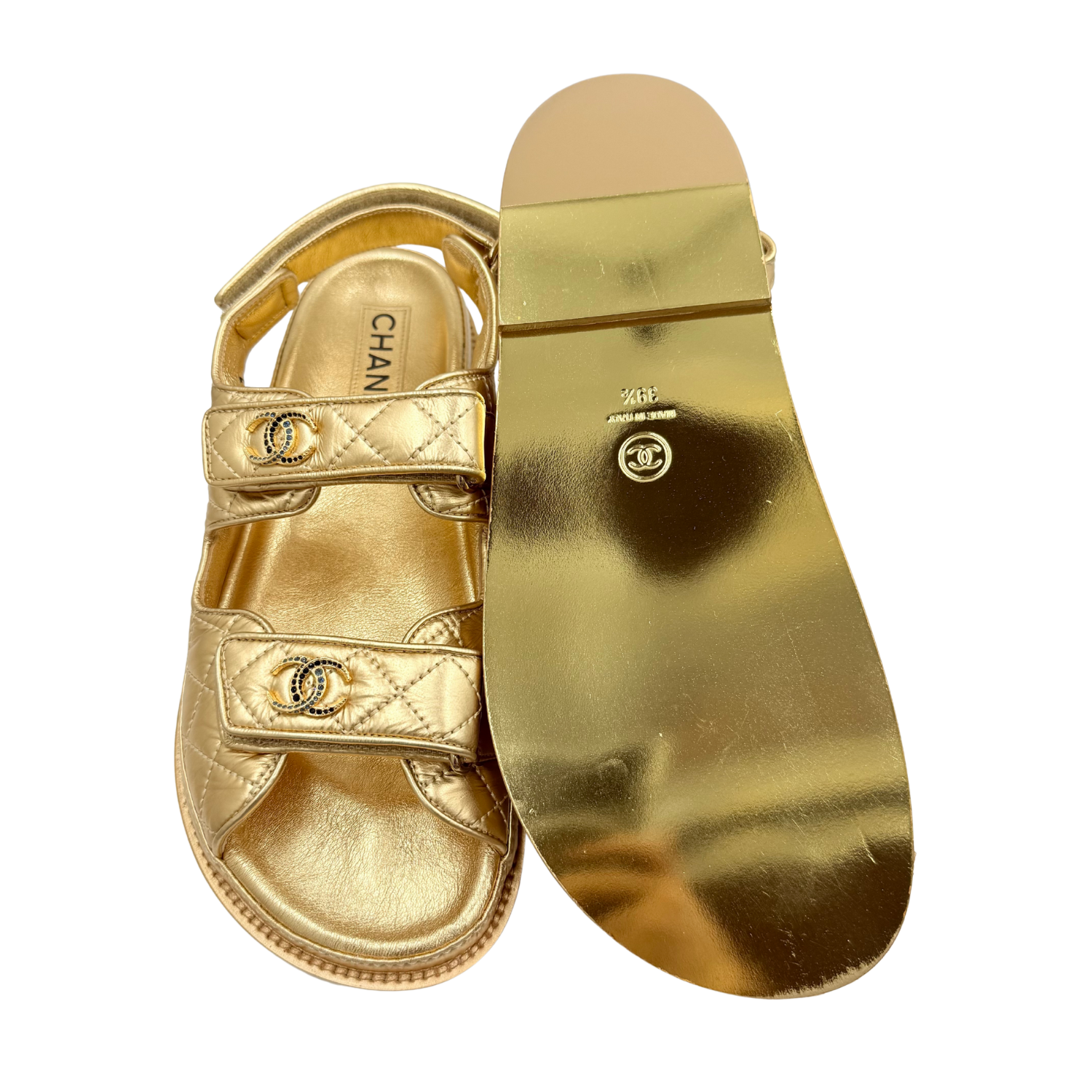 Chanel Limited Leather Dad Sandals Gold