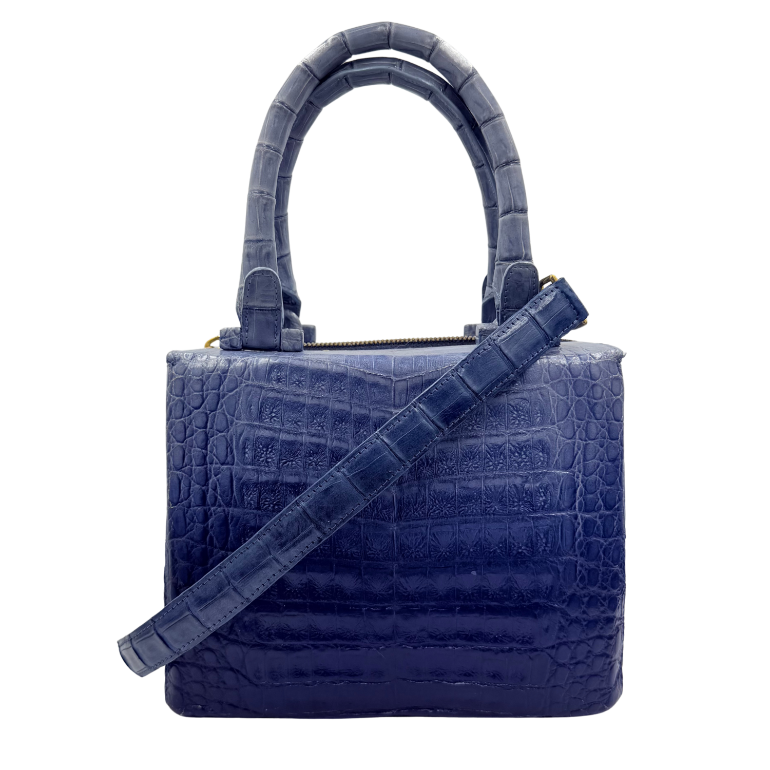 Gradient Crocodile Leather Bag Blue