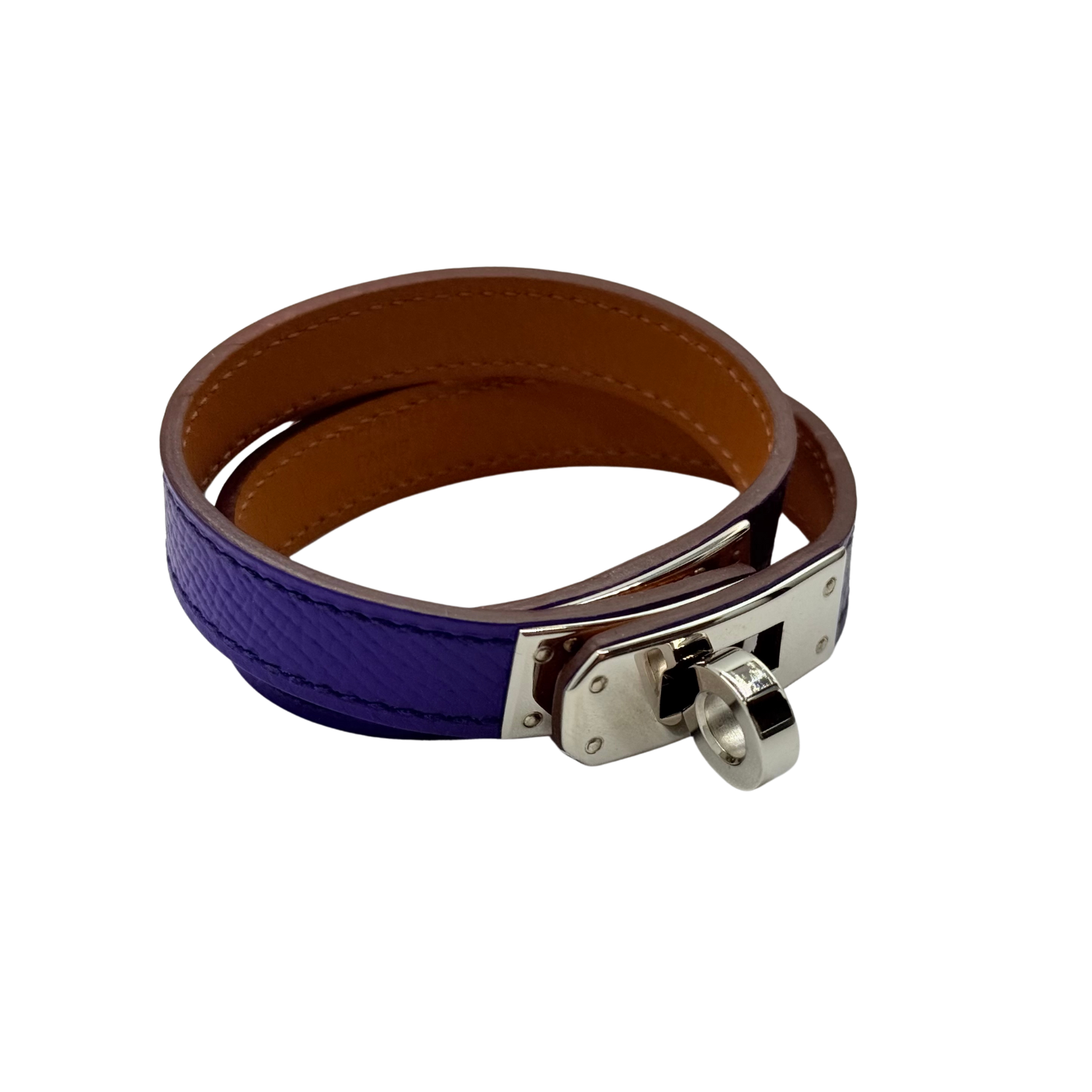 Hermès Small Kelly Double Tour Leather Wrap Bracelet Purple