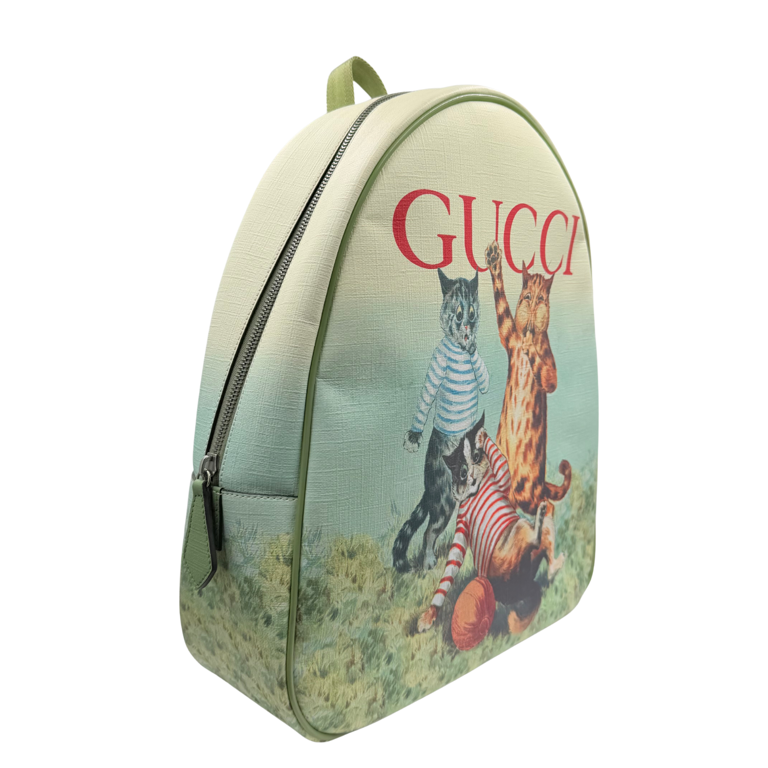 Gucci Green Louis Wain Playing Cats Backpack