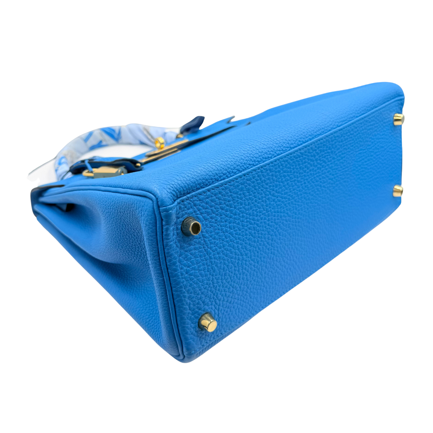 Kelly 28 Togo Blue Zanzibar Gold Hardware comes with Twilly