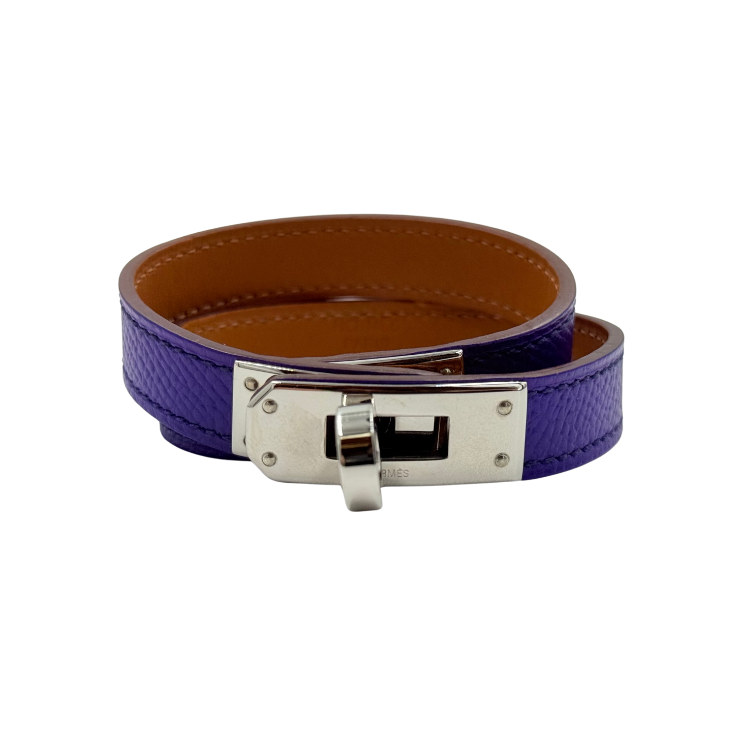 Hermès Small Kelly Double Tour Leather Wrap Bracelet Purple