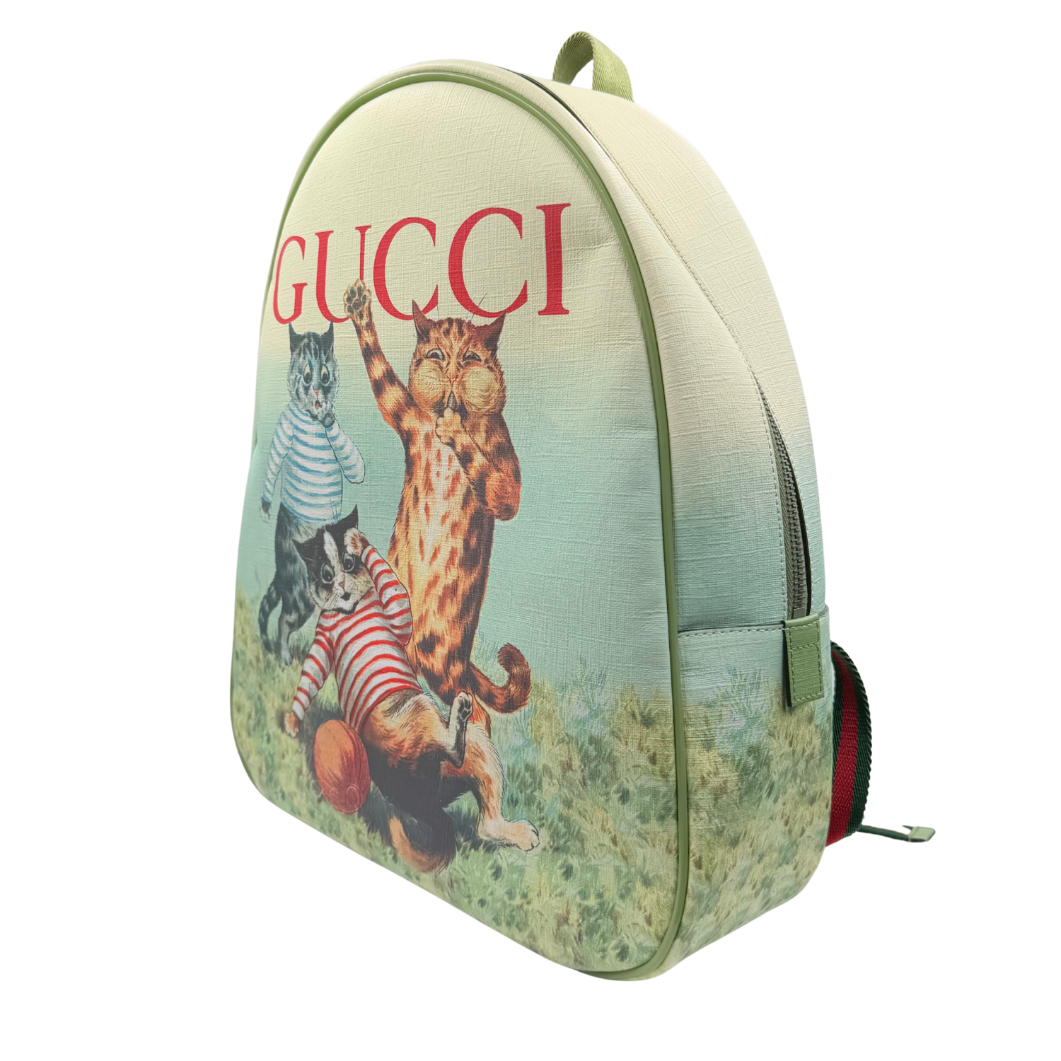 Gucci Green Louis Wain Playing Cats Backpack