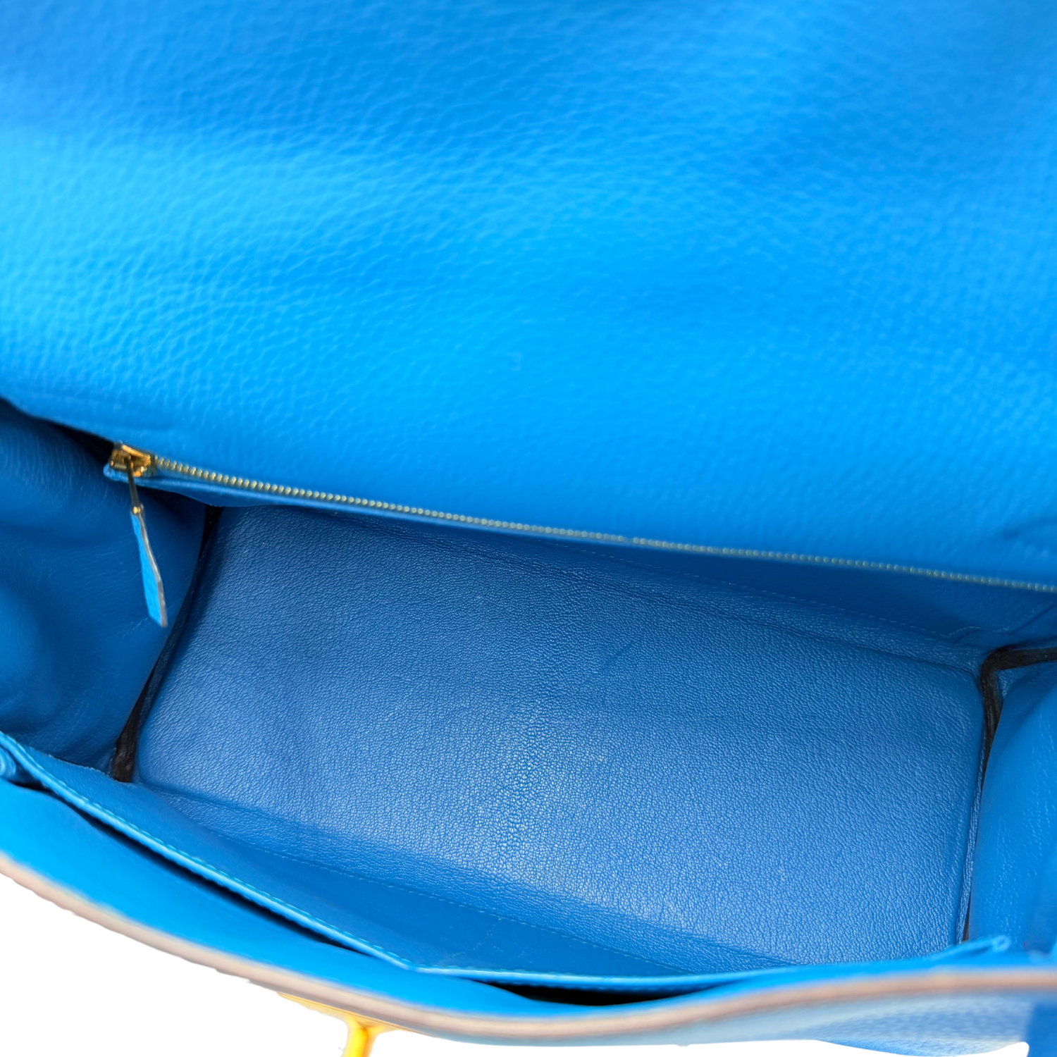 Kelly 28 Togo Blue Zanzibar Gold Hardware comes with Twilly