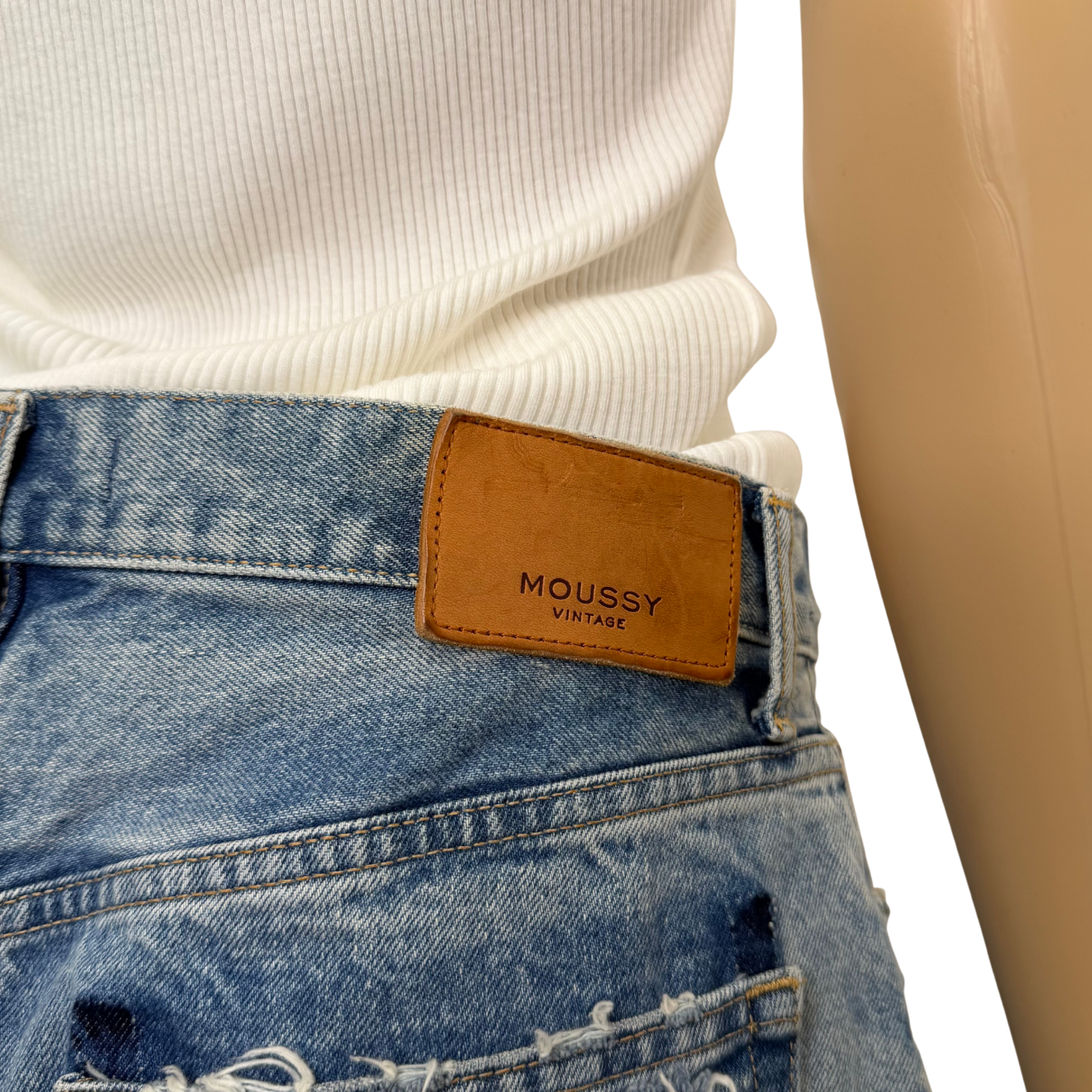 Moussy Vintage Mini Distressed Denim Skirt Blue