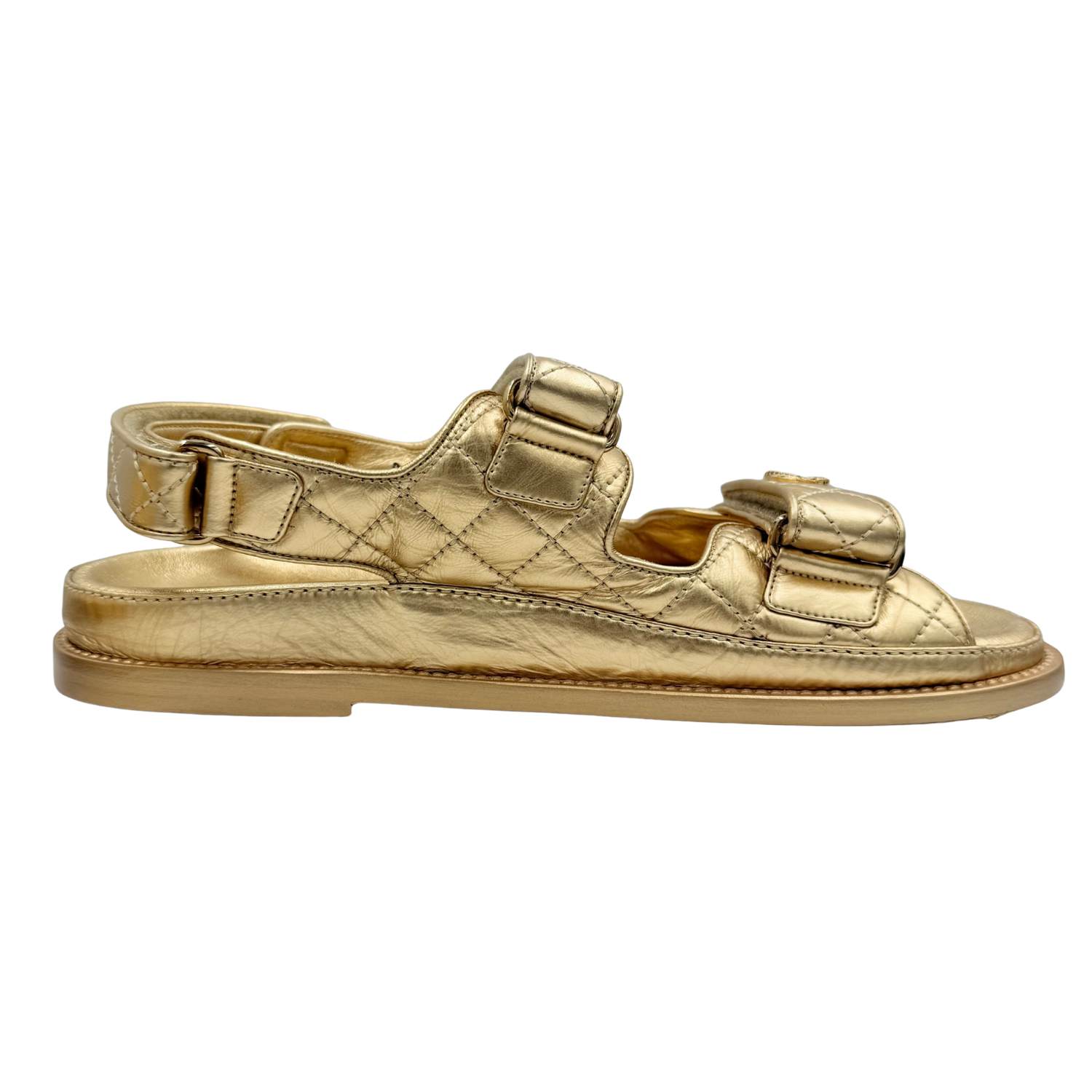 Chanel Limited Leather Dad Sandals Gold