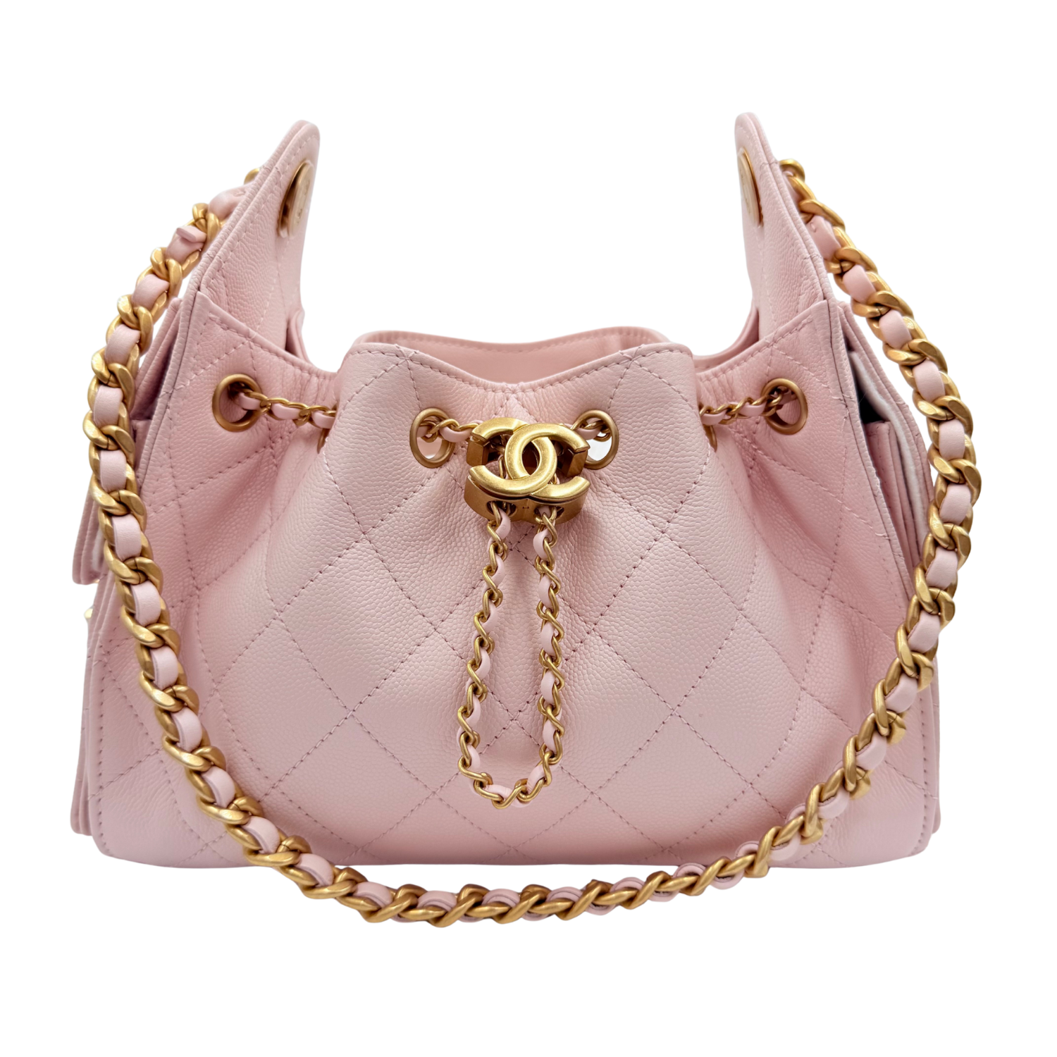Chanel Mini Quilted Caviar Leather Chanel 25 Handbag Light Pink