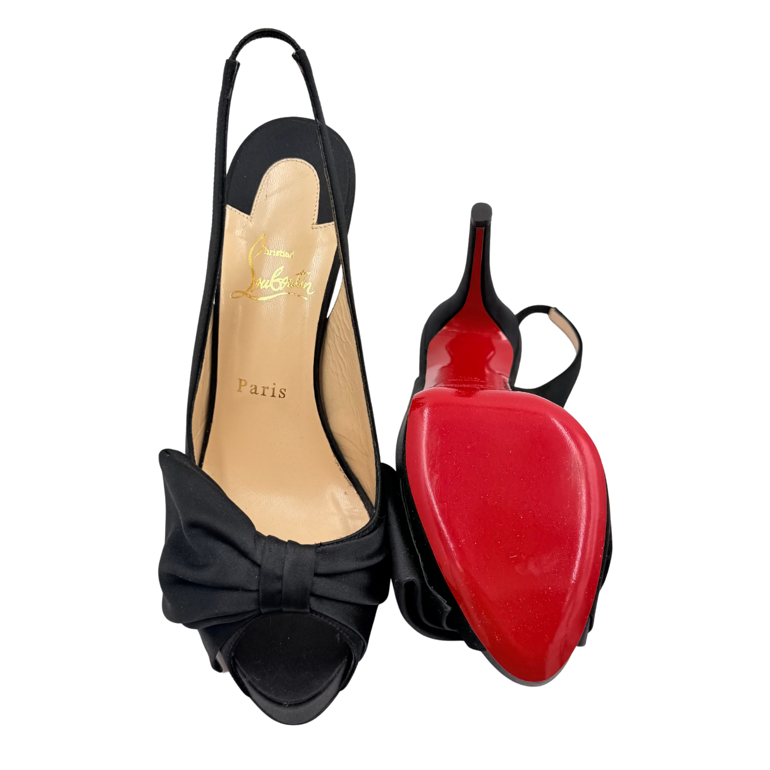 Christian Louboutin Satin Vendome Sling 120mm Platform Heel Black