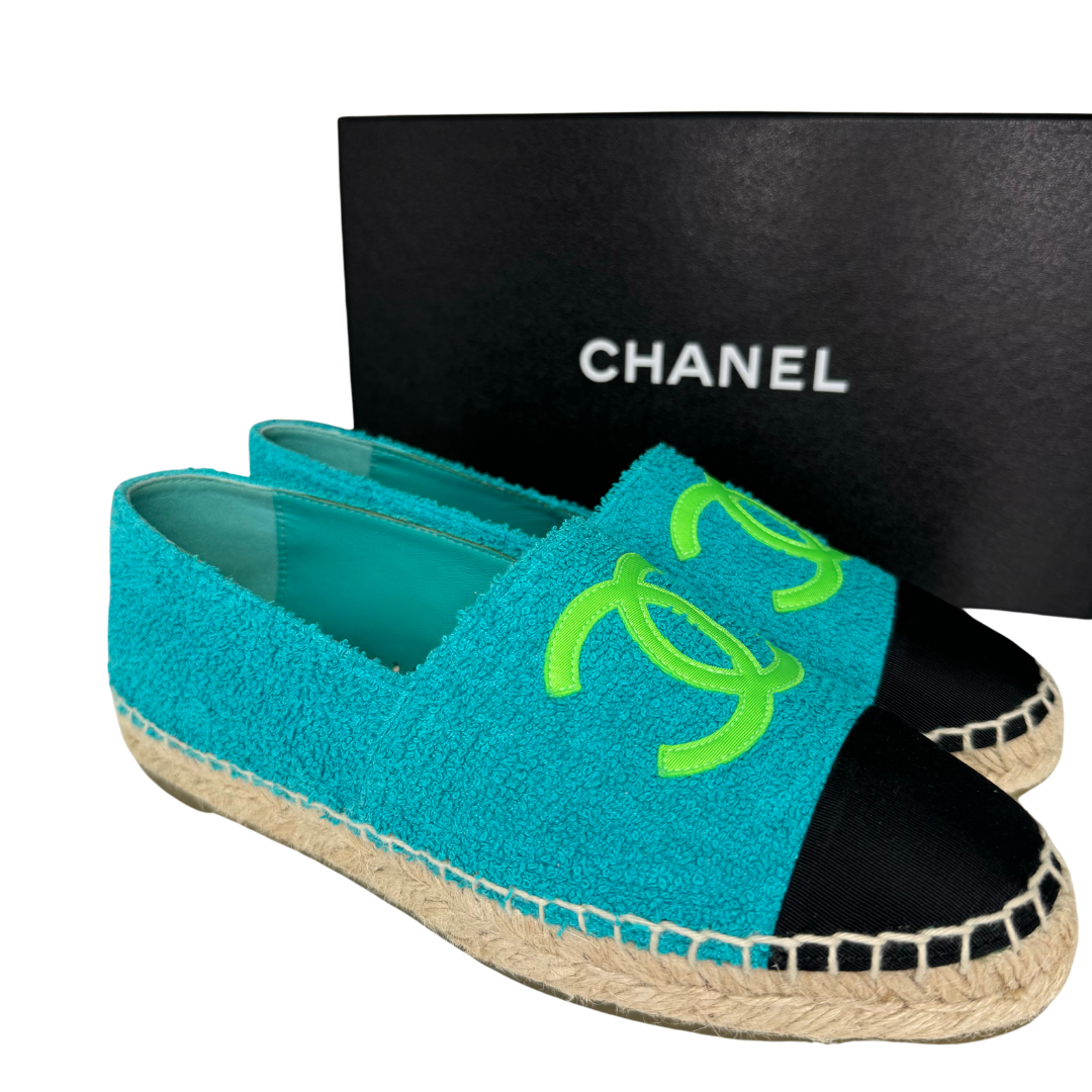 Chanel Espadrilles Terry Cloth Blue and Green