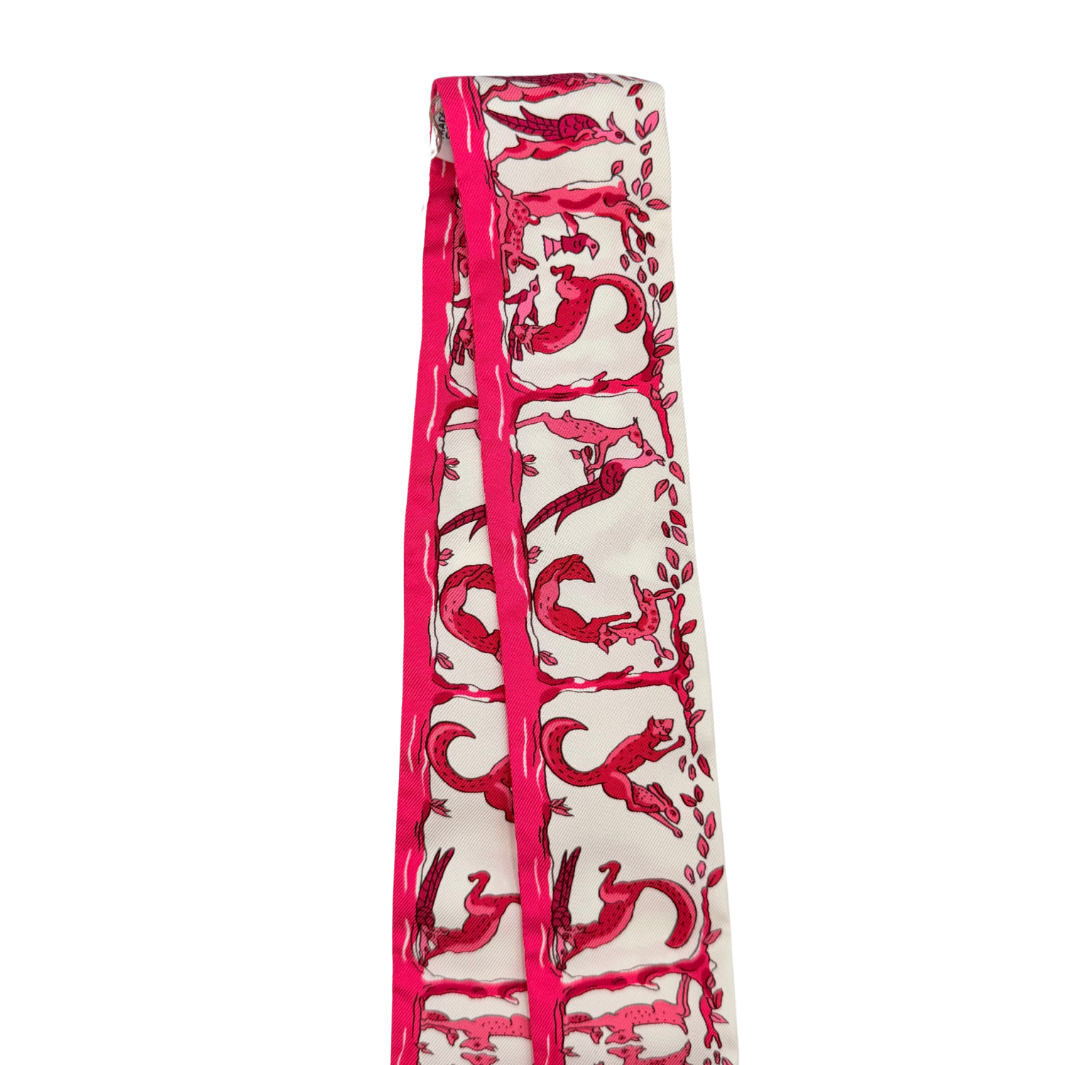 Red and White Silk Alphabet Twilly Scarf