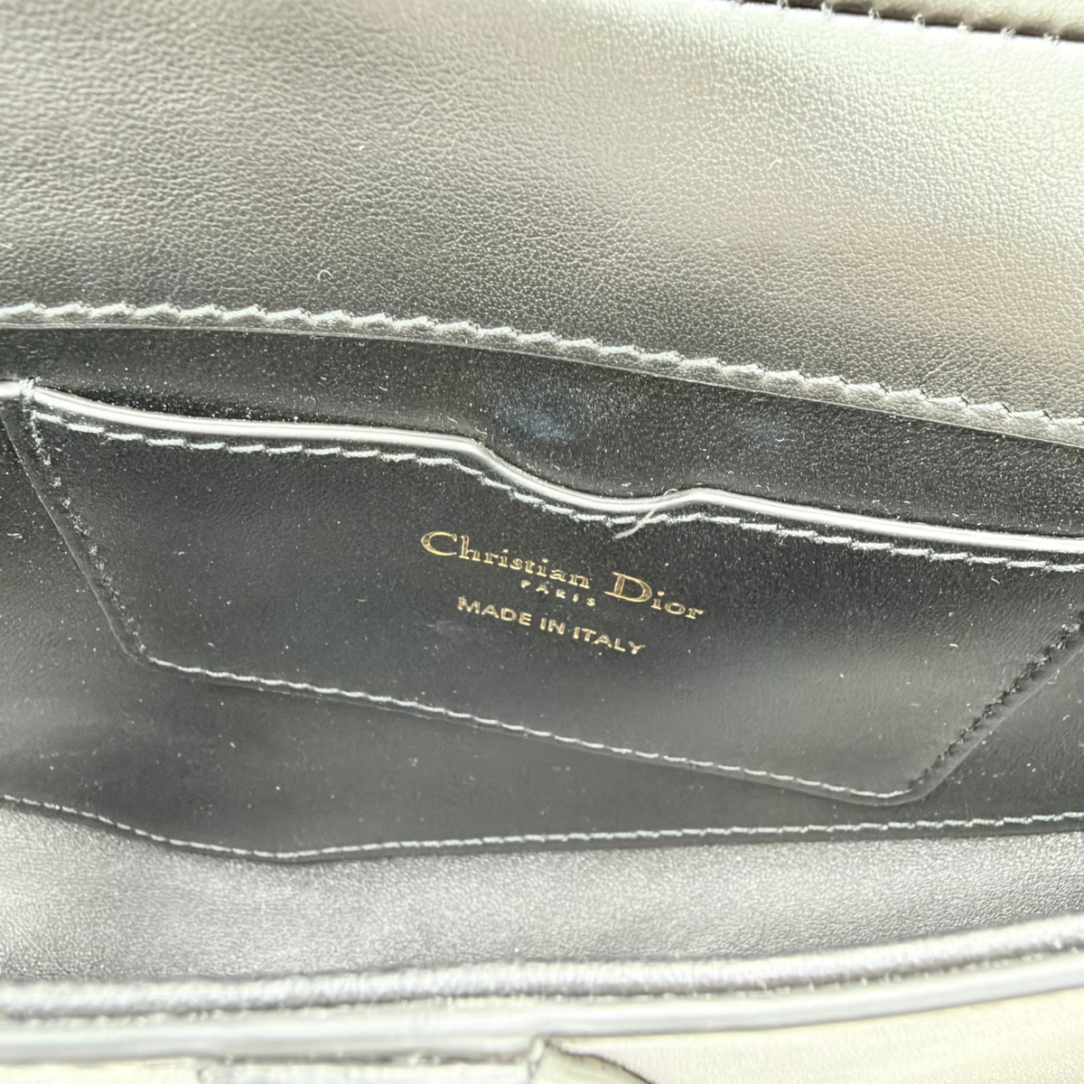 Christian Dior Saddle bag black interior with slip pocket and Made in Italy stamp