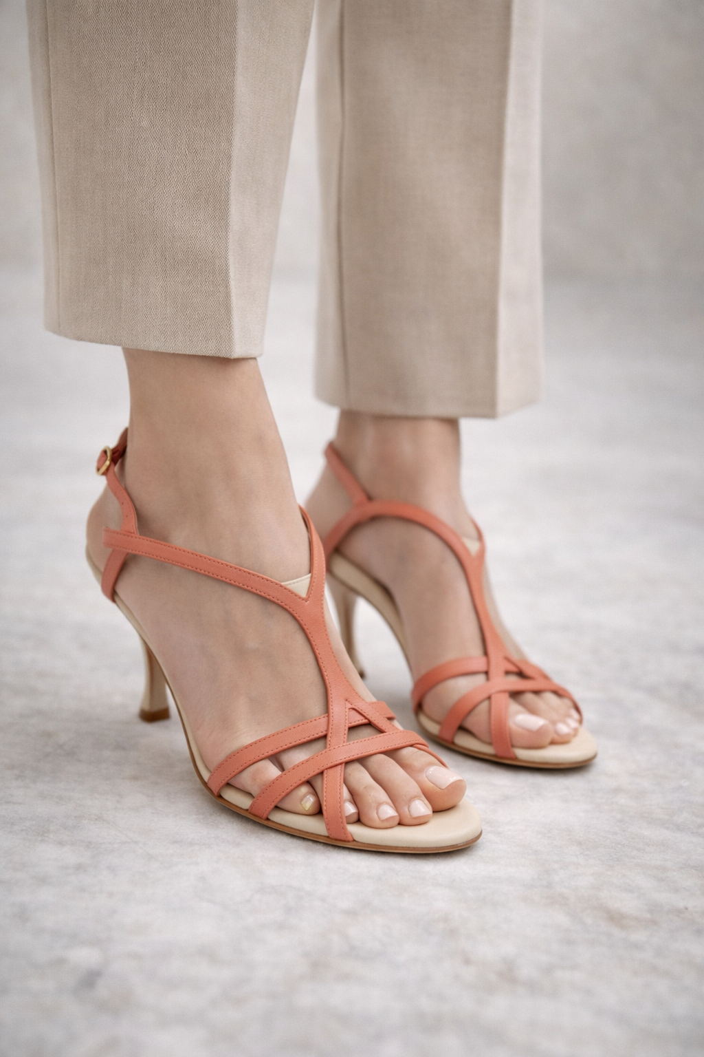 Manolo Blahnik Leather Heeled Sandals Peach Size 38.5